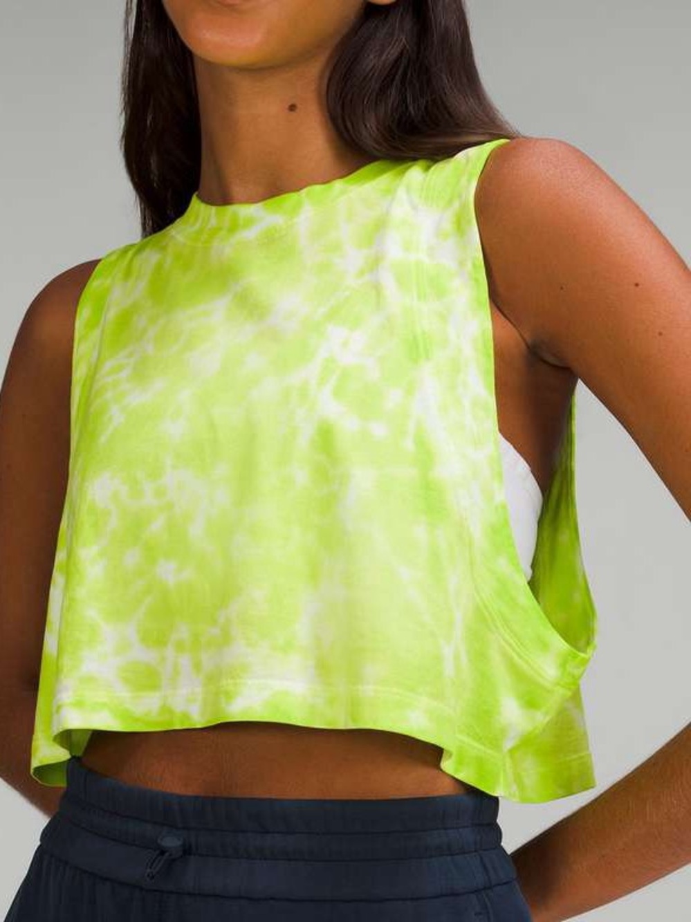 lululemon athletica all yours Neon Yellow Tie-Dye Crop Tank size 4